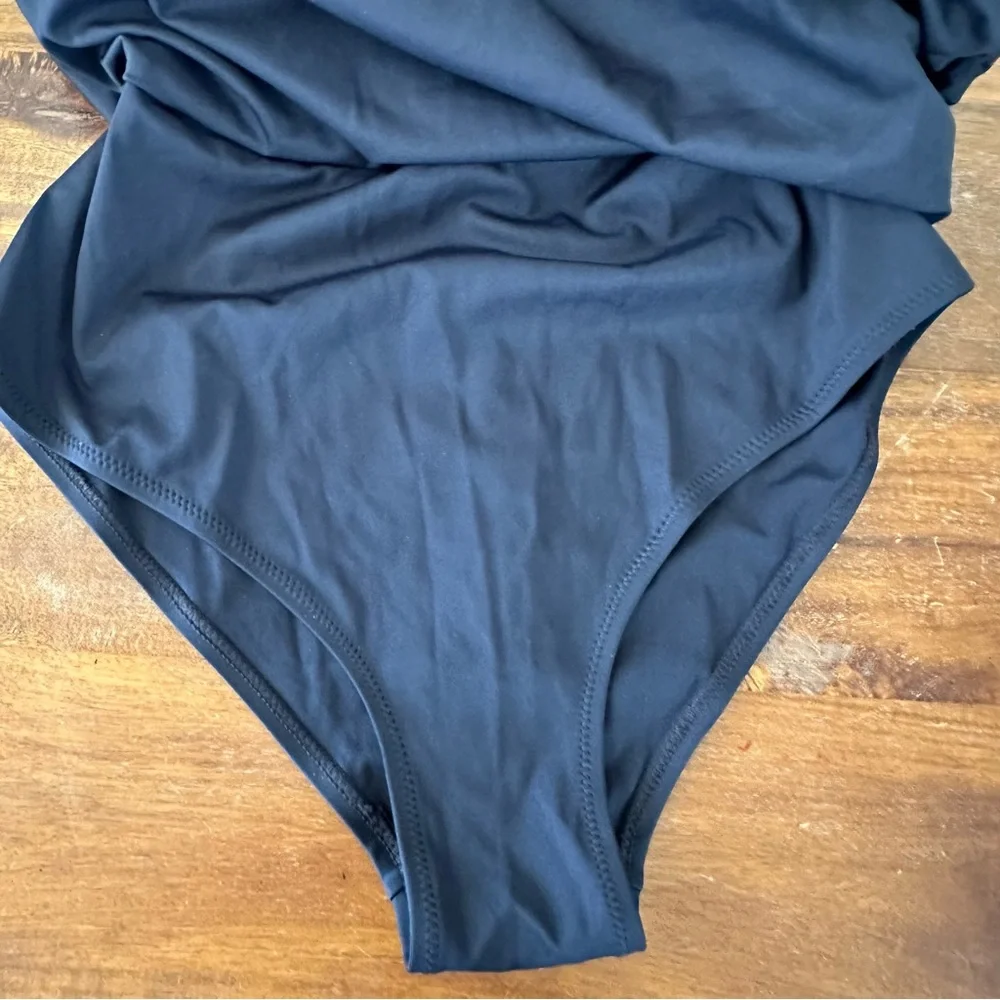 Skims Sculpting Swim Ruched One‎ Piece Swimsuit ladies L Onyx black NWT